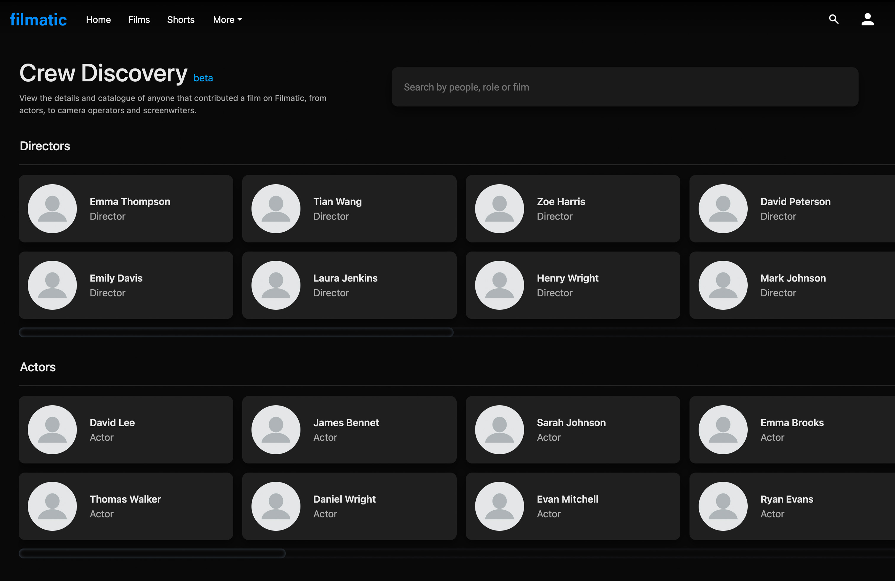 Crew Discovery Page