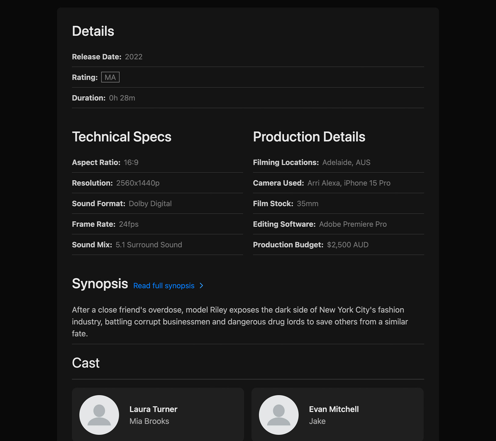 Film Details and Cast