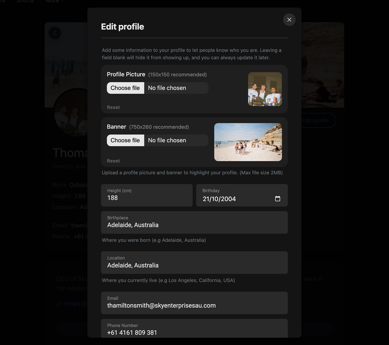 Editing a Crew Profile