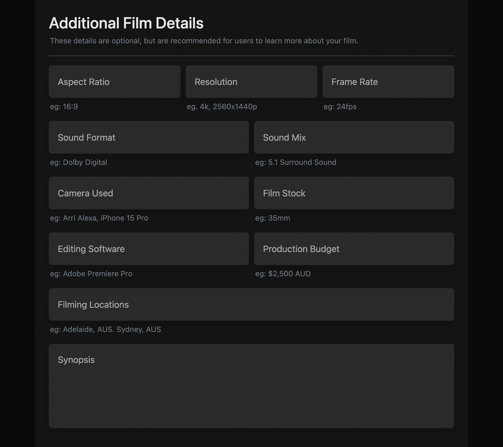 Additional Film Details