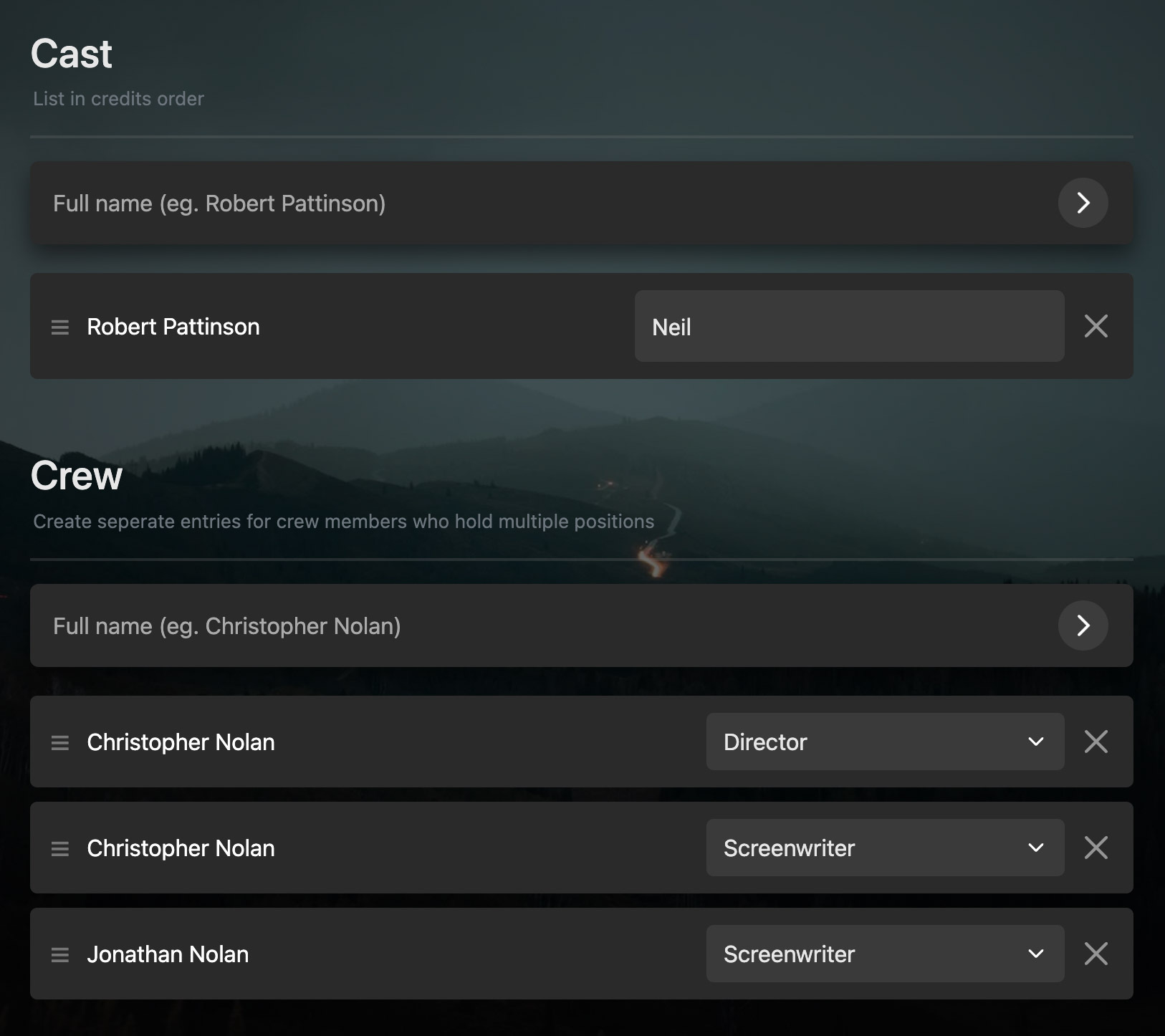 Add Cast and Crew